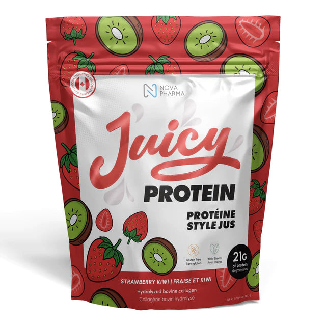 Protéine Style Jus - Juicy - Collagène hydrolysé - Fraise & Kiwi - Nova Pharma -